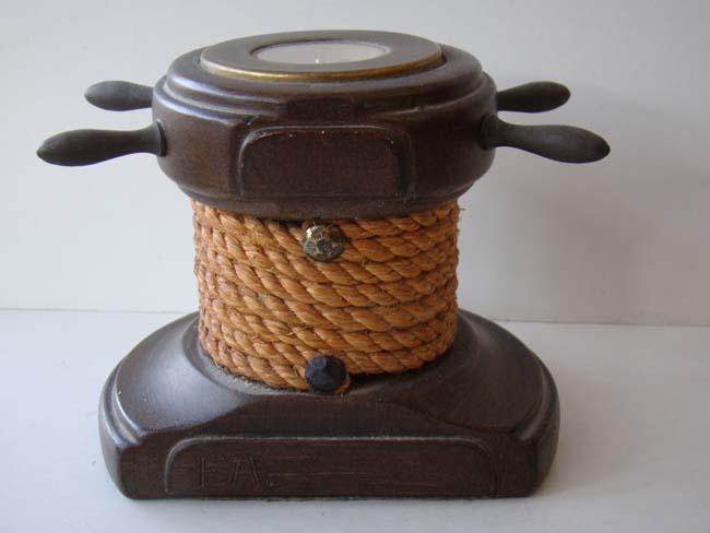 A pair of ships' Capstan form Bookends with inset compasses on the top circa 1950 — image 3